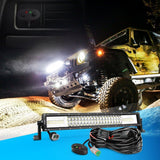 22" 270W 13500LM Triple Row Amber White Spot/Flood LED Light Bar | 16AWG DT Wire