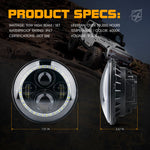LED Halo Headlights for 2007-2018 Jeep Wrangler JK