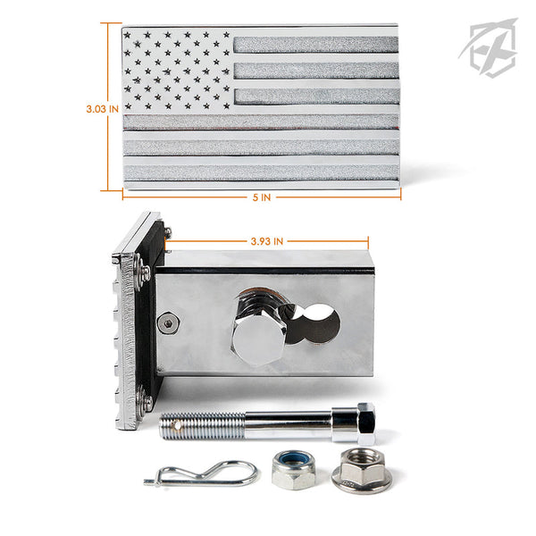 Aluminum Trailer Hitch Cover with U.S. American Flag for 2" Receivers