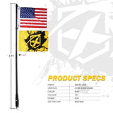 Xprite Raven Series 5ft LED Smoked Whip Light with U.S. Flag - B / R / RWB