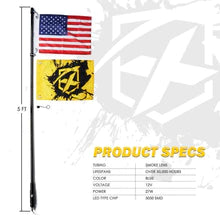 Raven Series 5ft LED Smoked Whip Light with U.S. Flag - B / R / RWB