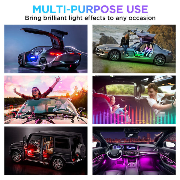 4PC Celestial Dream Series RGB LED Interior Car Light Set - Bluetooth and Remote Control