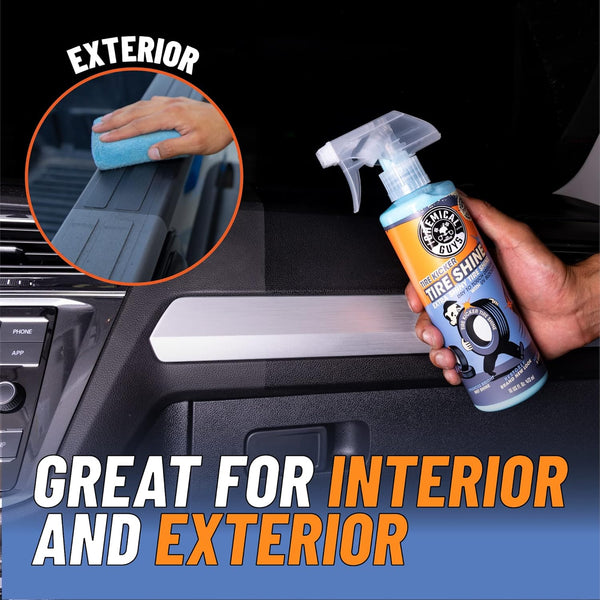 Chemical Guys Tire Kicker Sprayable Extra Glossy Tire Shine (Works on Rubber, Vinyl & Plastic), Great for Cars, Trucks, SUVs, Motorcycles, RVs & More, 16 oz
