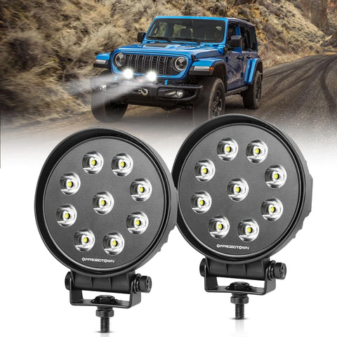 OFFROADTOWN 5 Inch Round LED Off Road Lights 2PCS 108W Spot Offroad Driving Lights Round LED Lights Bumper Lights Fog Lights Work Lights for Truck SUV UTV ATV Motorcycle Boat Honda