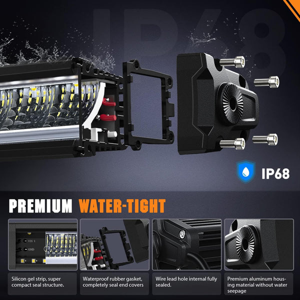 30 Inch LED Light Bar 120W 13000LM Anti-Glare Flood Spot Combo DRL Offroad LED Driving Light Bar IP68 w/ 16AWG DT Wiring Kit for Pickup Truck SUV ATV UTV Boat 4x4 Jeep