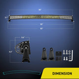 50" 288W 18560LM Double Row Black Curved Spot/Flood LED Light Bar | 14AWG Wire 5Pin Switch
