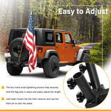 Upgraded Universal Hitch Mount Dual Flag Pole Holder for 2" Trailer Receiver, for Jeep, SUV, RV, Pickup, etc.