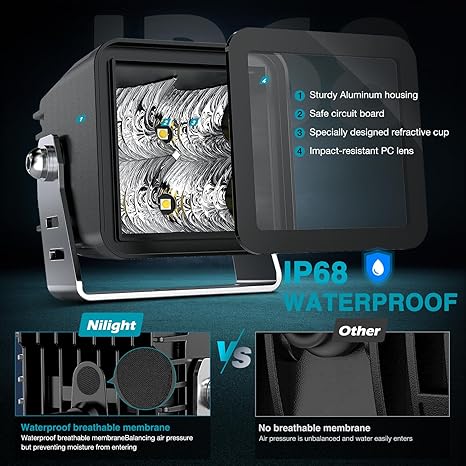 LED Pod Lights 2PCS 3 Inch 4LED Flood Beam Square Driving Work Lights Built-in EMC Offroad Lights Side Light Rear Back-Up Light for Tractor Truck Motorcycle Boat ATV