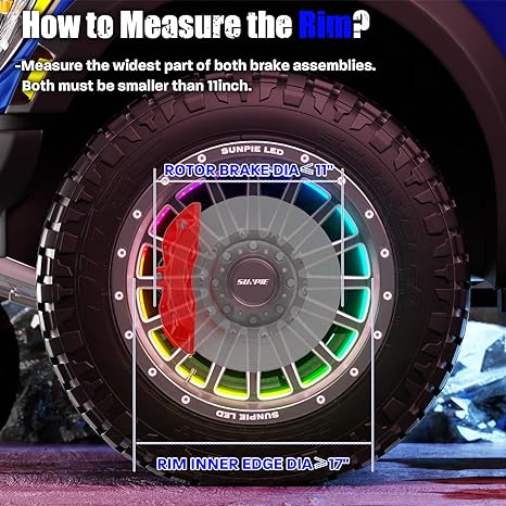 Wheel Lights for Truck, 14.5inch Wheel RGB Lights w/Sequential & Color Changing for Car Rim 17inch and 18inch Vehicle Waterproof Wheel Ring Light w/APP/RF Control DC 12V for Truck SUV Car