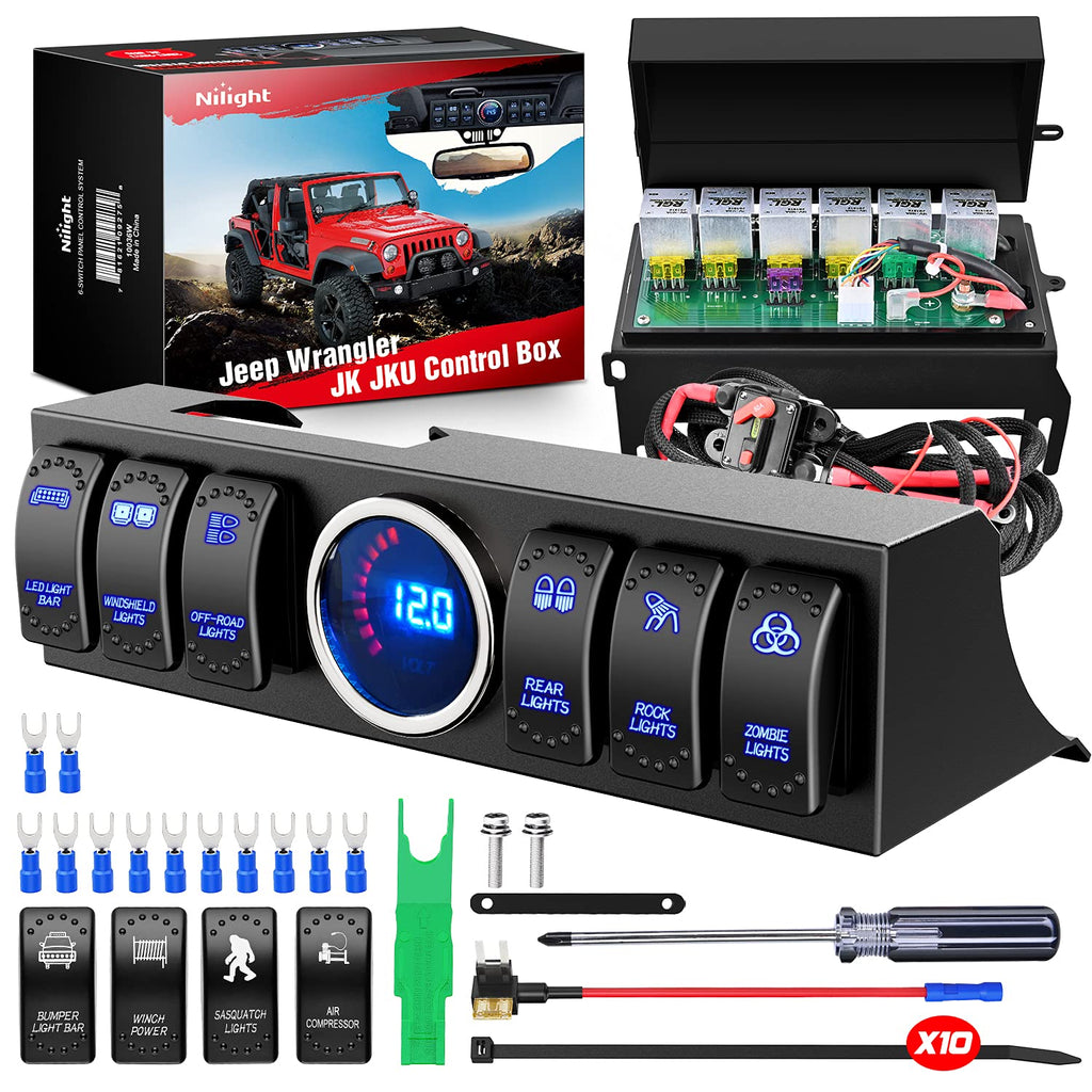 6Gang Rocker Switch Box Control System for Jeep Wrangler JK JKU 2007-2018