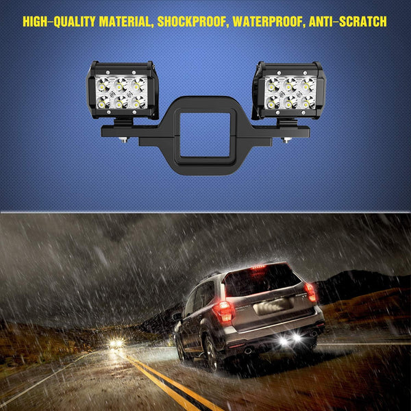 Tow Hitch Bracket 2" Universal Mounting Kit Reverse Road LED Work Light for Truck SUV Trailer RV