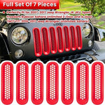 E-cowlboy 7PCS Front Grill Mesh Inserts Clip-in Grille Guard for 2007-2017 Jeep Wrangler JK JKU Sport Freedom Rubicon Sahara Unlimited