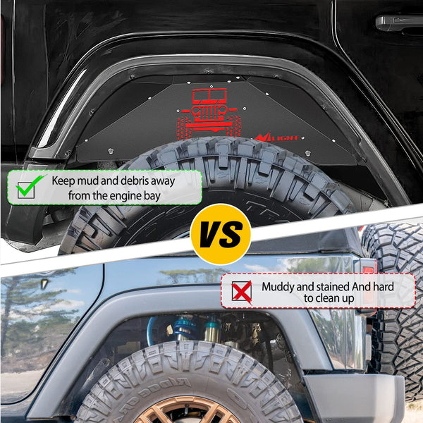 2007-2018 Jeep Wrangler JK JKU 4WD Rear Inner Fender Liners Wheel Cover