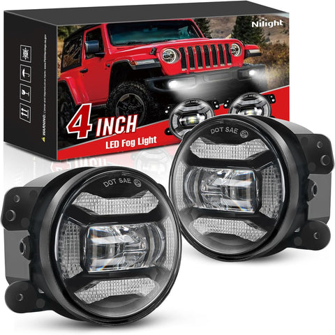 Fog Light Assembly For 2007-2018 Jeep Wrangler JK JT JL with DRL Front Bumper light Replacement Driving Off Road Clear LED Fog Lights