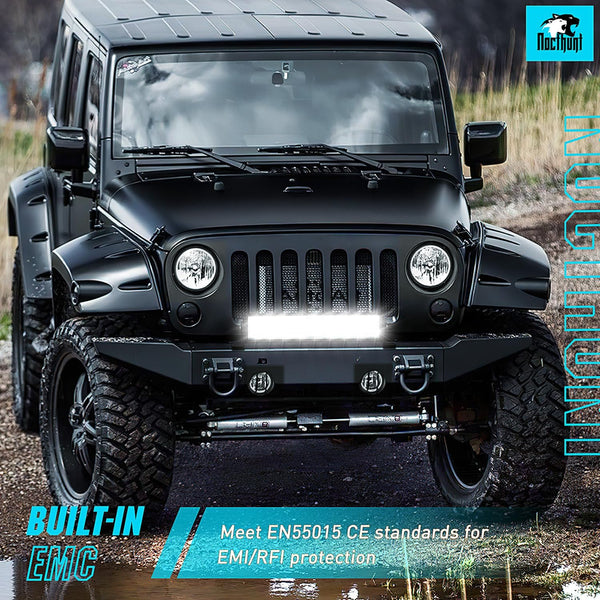 LED Light Bar 14inch 21LED Dual Row Spot Flood Combo Light Screw-Less Night Vision Off Road Lights w/16AWG Rocker Switch Wiring Harness Kit for Driving Light on Truck ATV UTV
