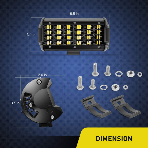 6.5" 72W 7200LM Quad Row Spot Led Light Bars (Pair)