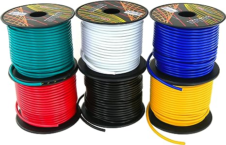 (ONLY BLUE COLOR) (1 ROLL) GS Power 14 Gauge Flexible Copper Clad Aluminum Low Voltage Primary Wire , 100ft roll  for 12 Volt Automotive Trailer Harness Car Audio Video Wiring