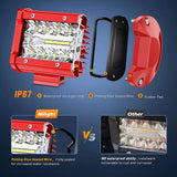 4" 60W Triple Row Red Case Spot/Flood LED Light Bars (Pair) | 16AWG Wire 3Pin Switch