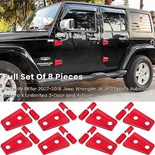 Door Hinge Cover Trim Exterior Accessories for Jeep Wrangler JK JKU Sport Rubicon Sahara X Unlimited 2-Door & 4-Door 2007-2018