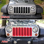 E-cowlboy 7PCS Front Grill Mesh Inserts Clip-in Grille Guard for 2007-2017 Jeep Wrangler JK JKU Sport Freedom Rubicon Sahara Unlimited