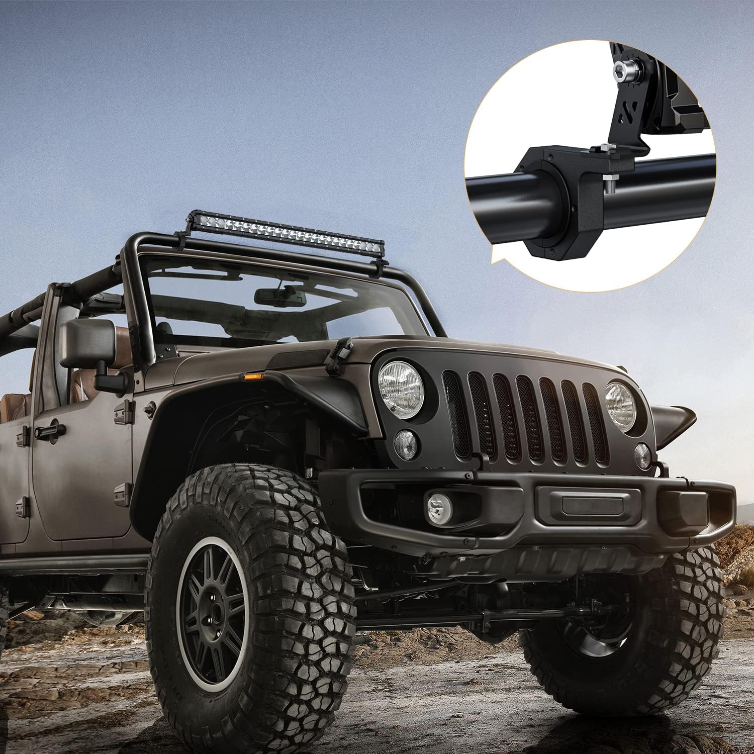 4PCS Roll Bar Clamps Mounting Brackets LED Light Mount Clamps Tube Light Mounts Fit on 2.135" 2.25" 2.375" 2.5” Bull Bars Roof Racks Roll Cages for ATV UTV Truck