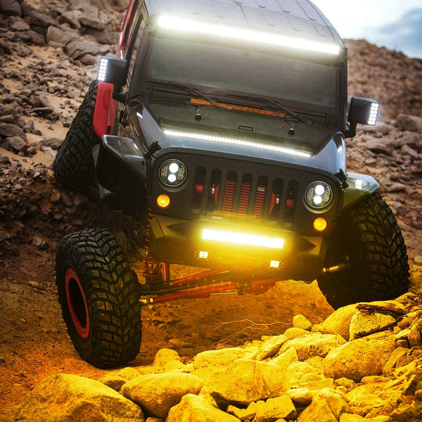 20" 420W 42000LM Triple Row Amber Spot/Flood LED Light Bar