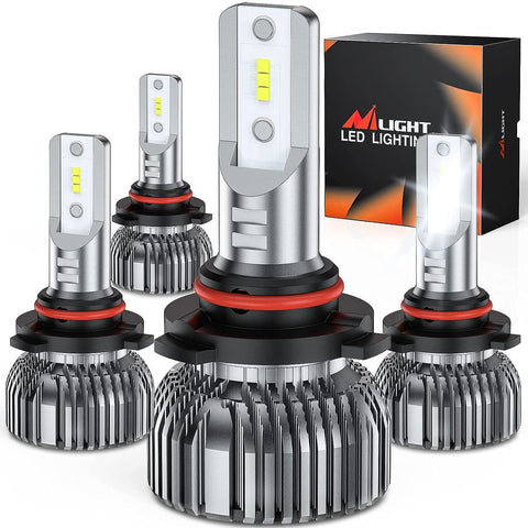 E20 9005/HB3 9006/HB4 100W 20000LM 6000K IP67 LED Headlight Bulbs (4 Packs)