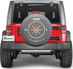 Mopar Jeep Logo Tire Cover Black Denim with "Adventures Begin Here."