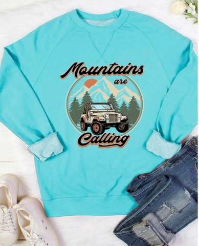 Mountains Are Calling,Jeep,Camp Unisex French Terry Crew