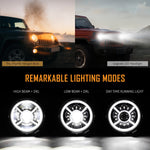 (2PCS/SET) 9 INCH RGB HEADLIGHTS REPLACEMENT BLUETOOTH CONTROL FOR JEEP WRANGLER JL JLU SPORT RUBICON SAHARA GLADIATOR JT 2019 2020 W/ DRL Sku: QP007346