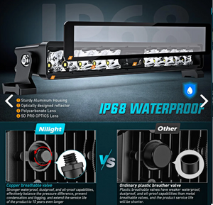 22" 37LED Dual Row Spot Flood Screw-Less Night Vision LED Light Bar | 16AWG Wire 5Pin Switch