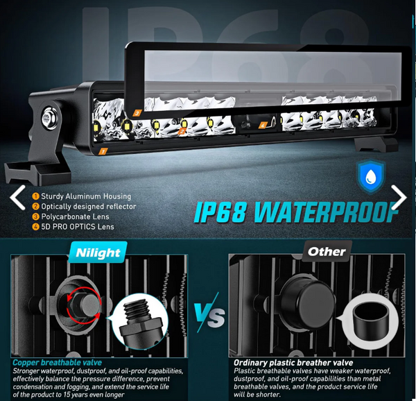 22" 37LED Dual Row Spot Flood Screw-Less Night Vision LED Light Bar | 16AWG Wire 5Pin Switch