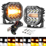 (2PCS/SET) 3 INCH 96W 9600LM LED PODS 6 MODES WHITE AMBER FLASHING LED DRIVING LIGHTS