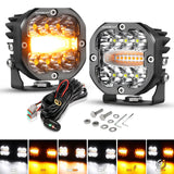 (2PCS/SET) 3 INCH 96W 9600LM LED PODS 6 MODES WHITE AMBER FLASHING LED DRIVING LIGHTS