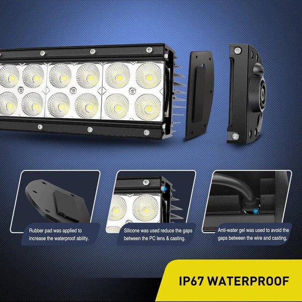 54 Inch 312W Double Row Curved Spot Flood LED Light Bar 31200LM/PC