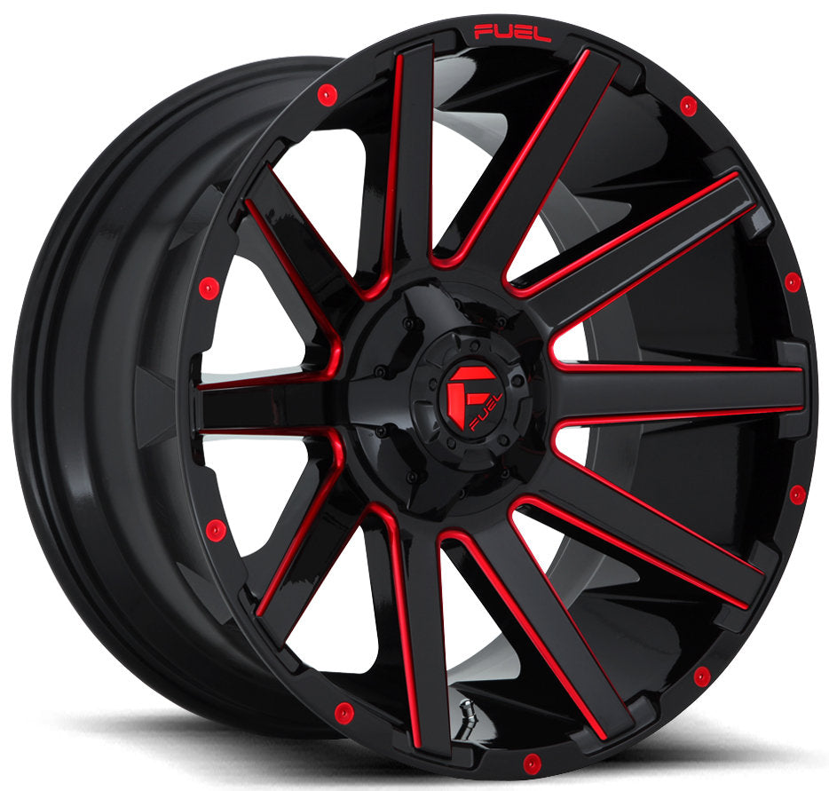 Fuel® Off-Road D64320002647 Contra Wheel in Gloss Black with Candy Red 20x10 with 4.75in Backspace for 07-25 Jeep Wrangler JK, JL and Gladiator JT