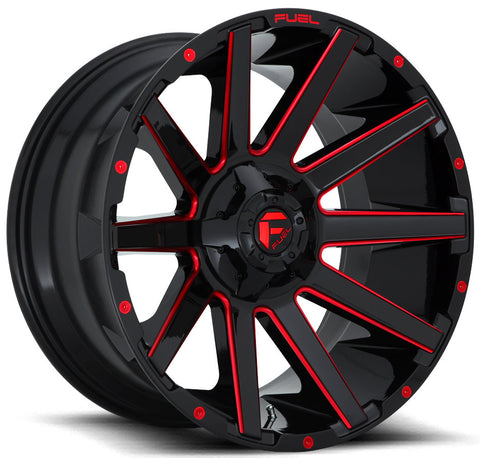Fuel® Off-Road D64320002647 Contra Wheel in Gloss Black with Candy Red 20x10 with 4.75in Backspace for 07-25 Jeep Wrangler JK, JL and Gladiator JT