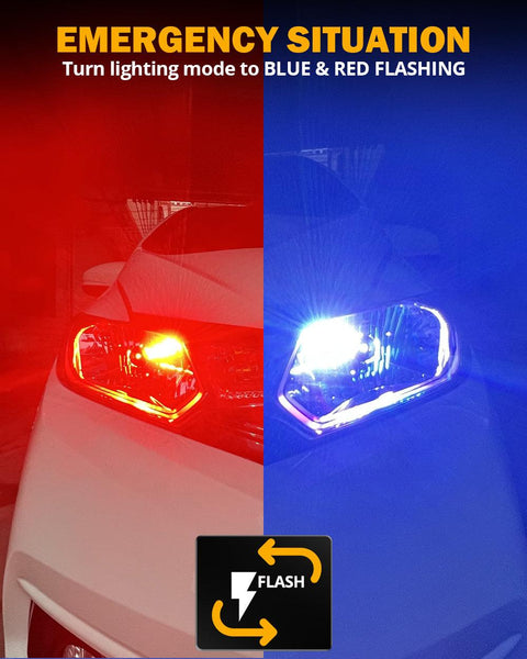 9005/HB3 RGB LED Headlight Bulbs/DRL/Fog Light R7 Series 70W 25000LM 6500K Cool White + RGB Remote Control | 2 Bulbs