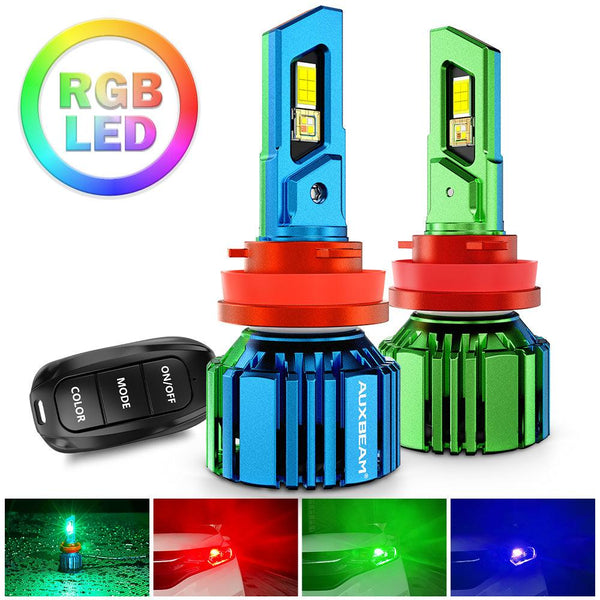 H4/9003 RGB LED Headlight Bulbs/DRL/Fog Light R7 Series 70W 25000LM 6500K Cool White + RGB Remote Control | 2 Bulbs