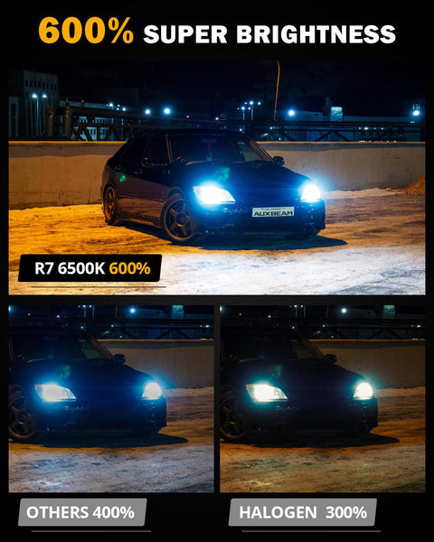 9005/HB3 RGB LED Headlight Bulbs/DRL/Fog Light R7 Series 70W 25000LM 6500K Cool White + RGB Remote Control | 2 Bulbs