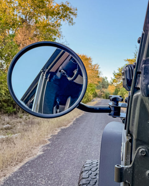 TACTIK Quick Release Side Mirrors - Round Mirrors for 97-18 Jeep Wrangler TJ & JK