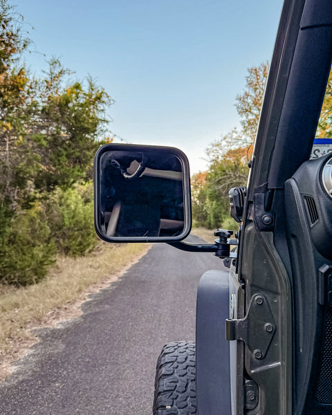 TACTIK Quick Release Side Mirrors - Square Mirrors for 97-18 Jeep Wrangler TJ & JK