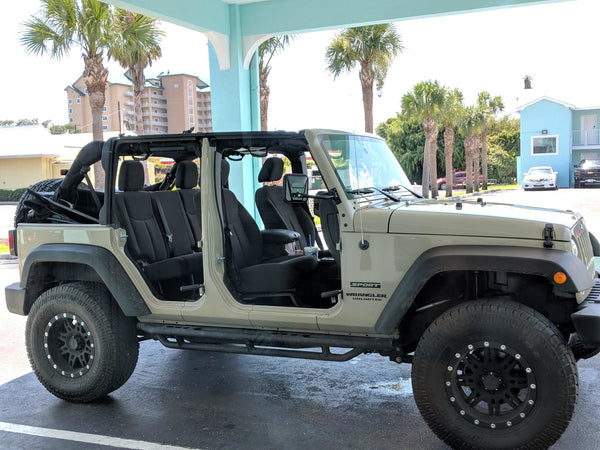 Quick Release Mirrors with Square Head for 97-18 Jeep Wrangler TJ, Unlimited, Wrangler & Wrangler Unlimited JK