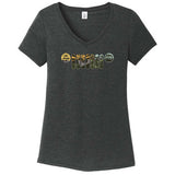 Ladies Jeep® Atomic Grille V-neck - Heather Black