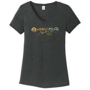 Ladies Jeep® Atomic Grille V-neck - Heather Black
