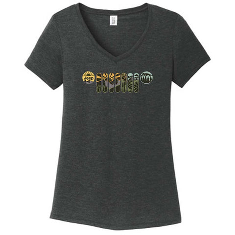 Ladies Jeep® Atomic Grille V-neck - Heather Black