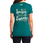 Ladies Jeep® V-Neck Live Love Explore - Heather Teal