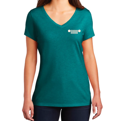 Ladies Jeep® V-Neck Live Love Explore - Heather Teal