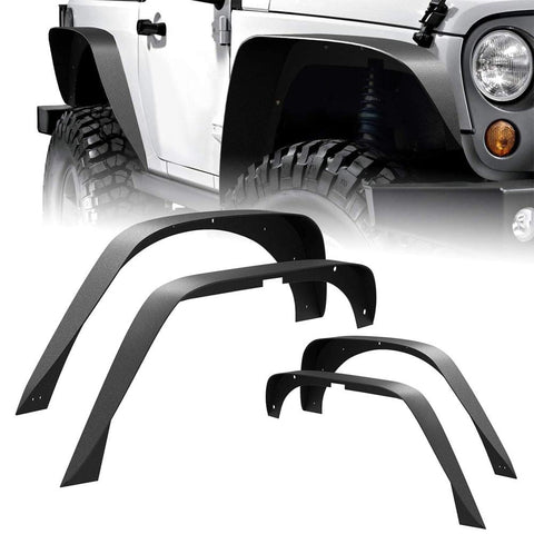 Front Rear Fender Flares Kit For 2007-2018 Jeep Wrangler JK (2 Pairs)