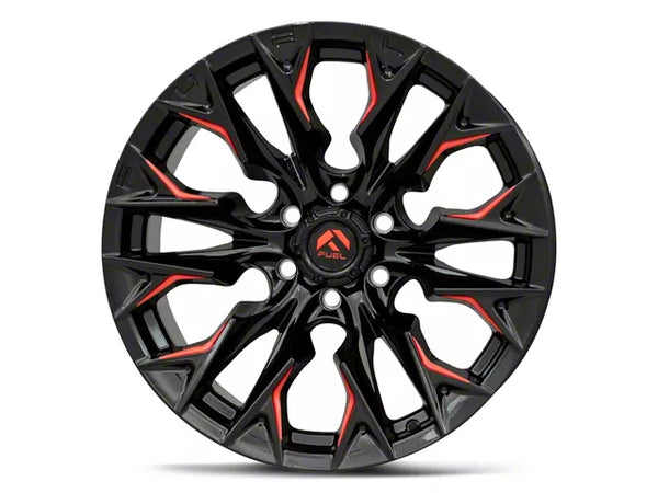 Fuel Wheels Flame Gloss Black Milled with Candy Red 6-Lug Wheel; 20x9; 1mm Offset